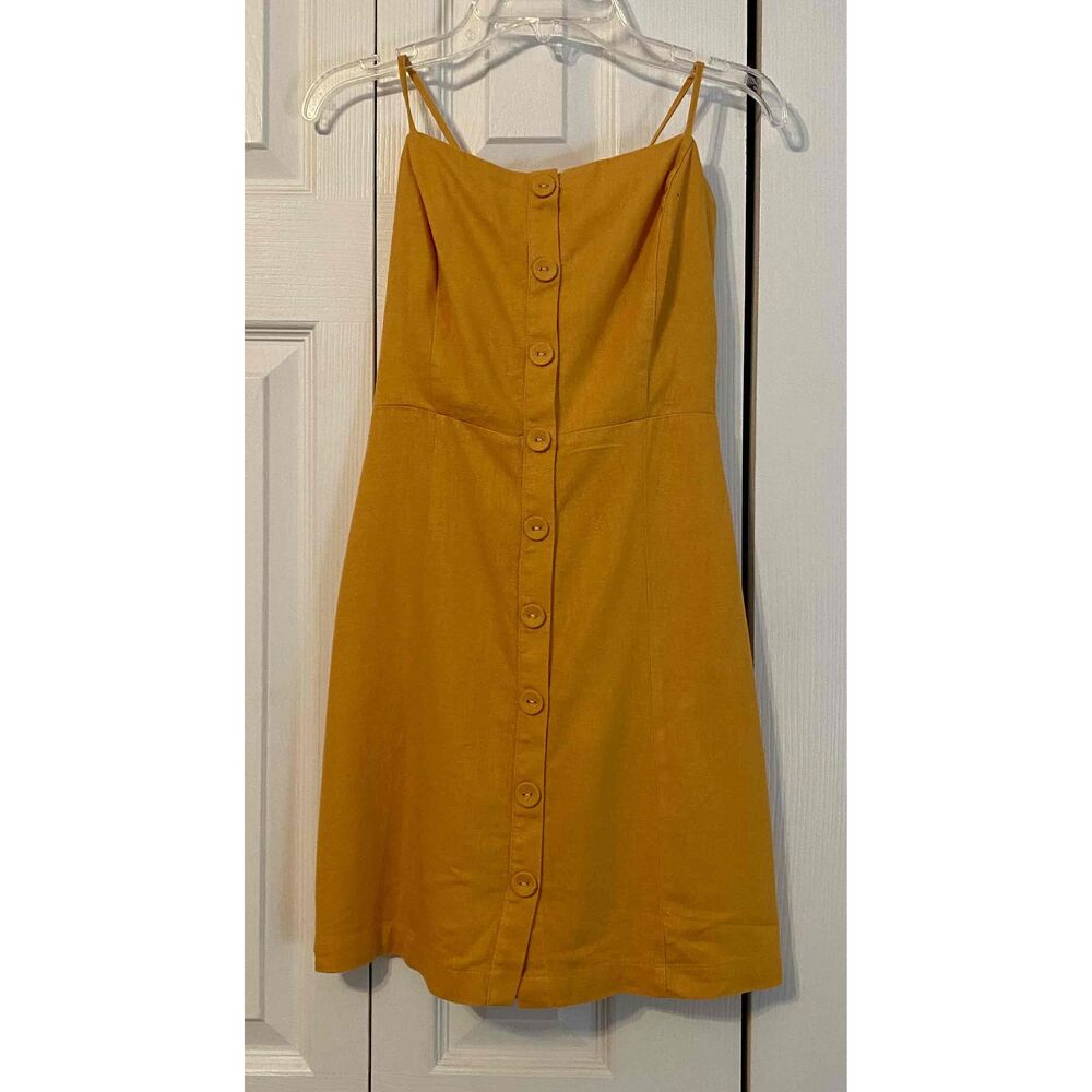 Fall & tailgates! Forever 21 Mustard Yellow/gold Mini Dress Spaghetti Straps  S